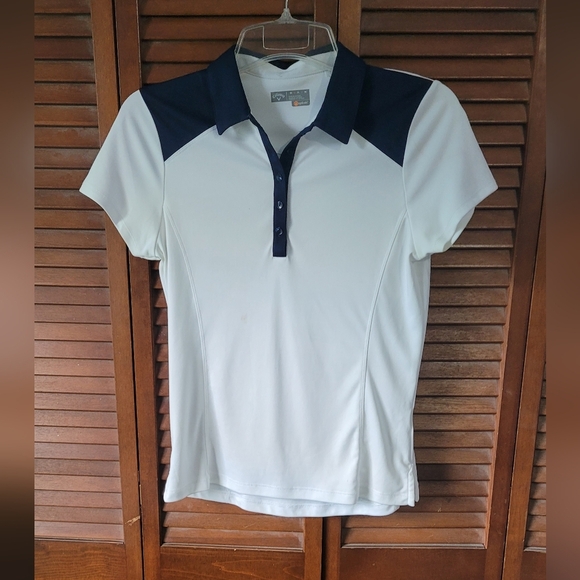 Callaway Tops - Callaway Women's White and Navy Button Down Shirt